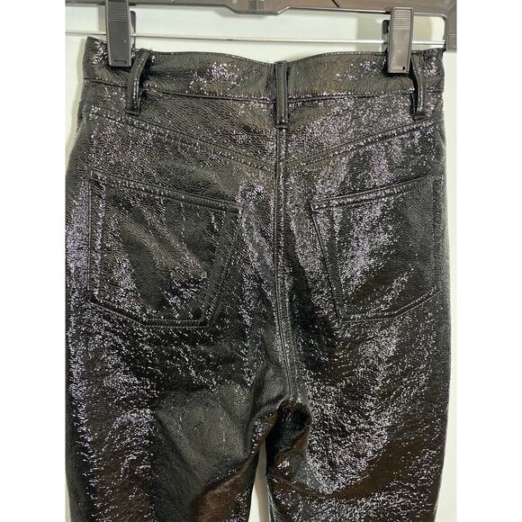 Aritzia Wilfred Women’s so 00 XS shiny textured black pants button and zip fly - Picture 5 of 7